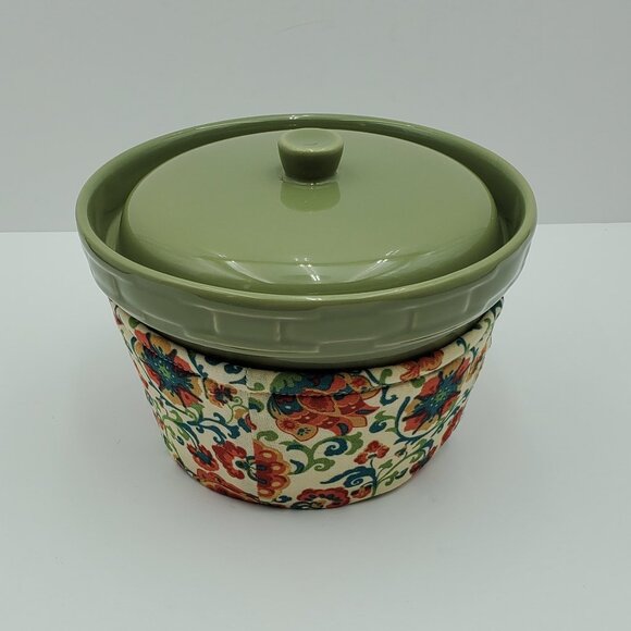Longaberger Sage Green Roundabout Covered Casserole with Spice Market Pocket - Picture 1 of 11